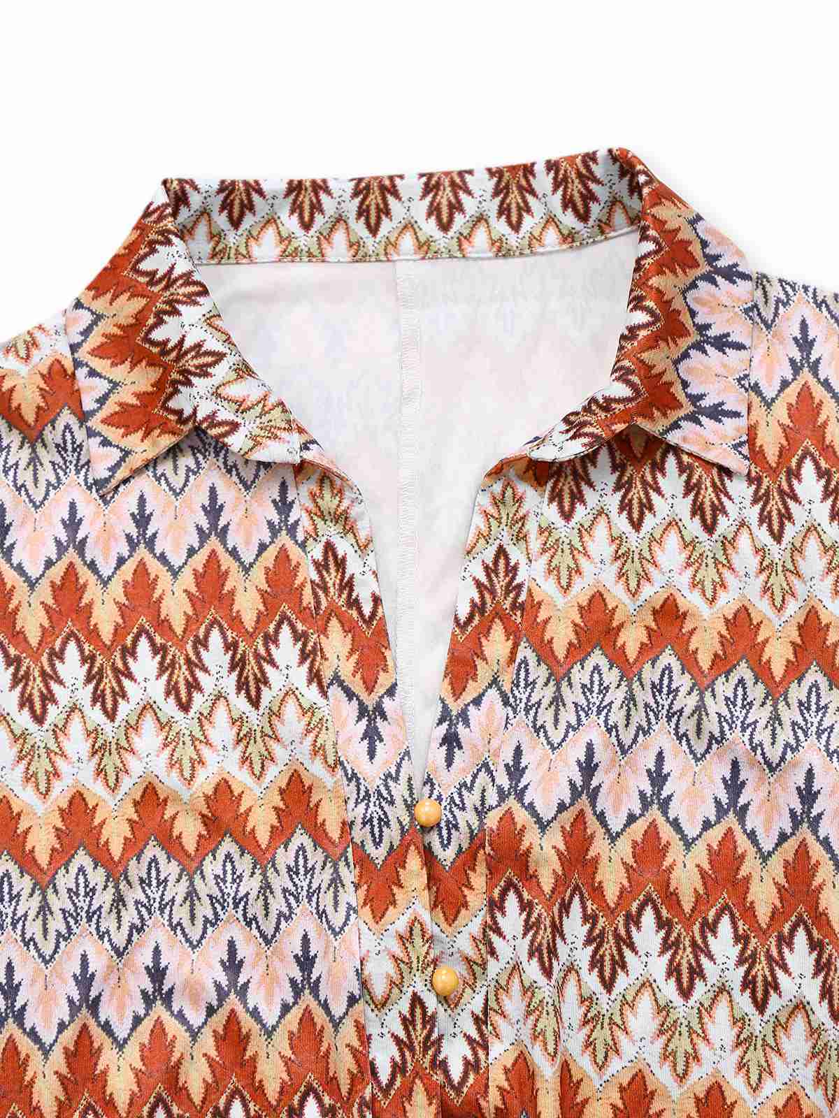 Multicolor 1970s Boho Trees Lapel Romper - Image 3