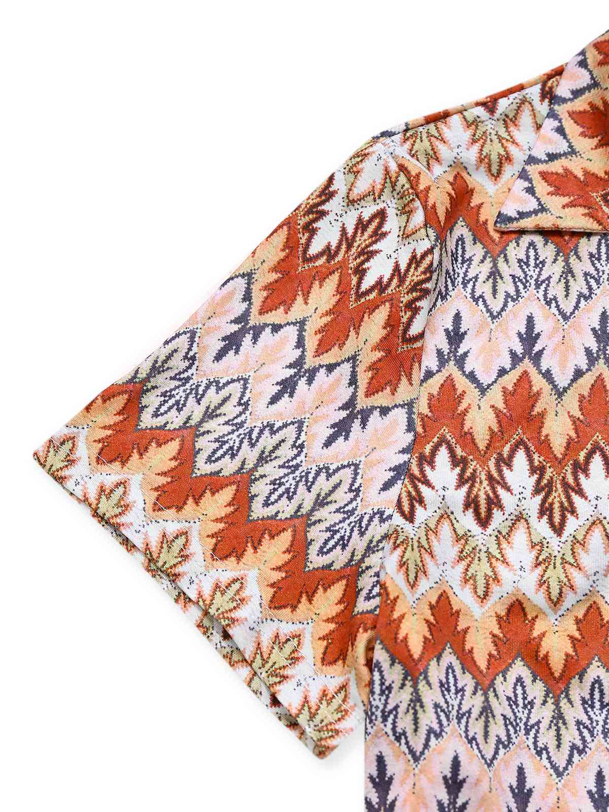 Multicolor 1970s Boho Trees Lapel Romper - Image 4