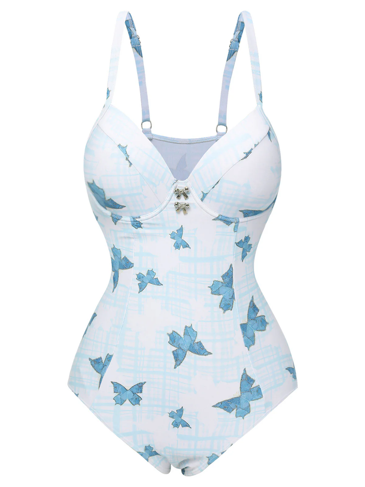 Multicolor 1970s Butterfly Bow Strap Swimsuit - Image 2