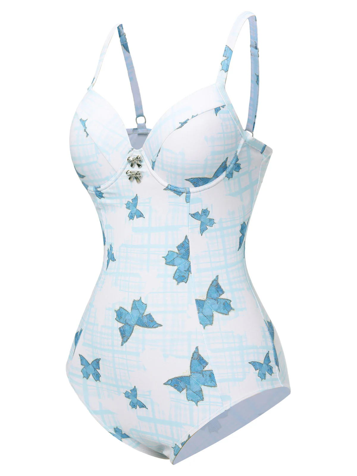 Multicolor 1970s Butterfly Bow Strap Swimsuit - Image 3