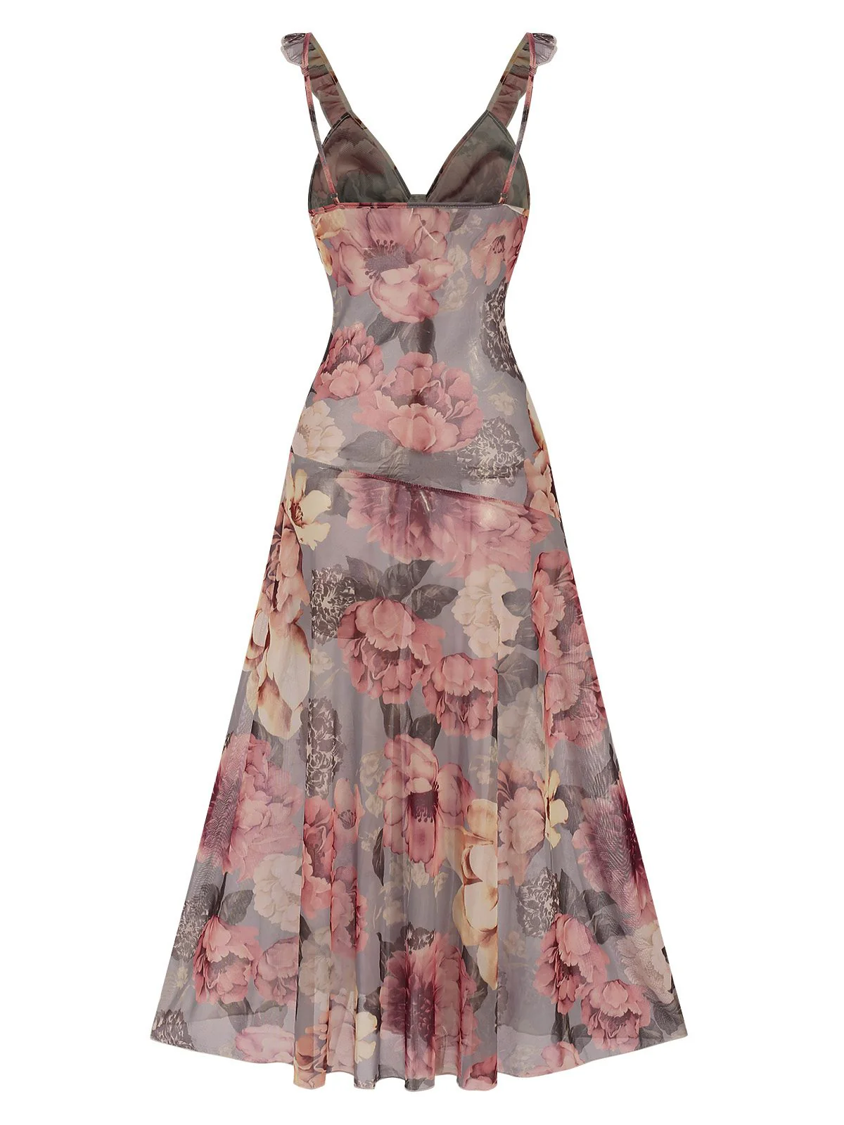 Multicolor 1970s Floral V-Neck Straps Nightgown - Image 3