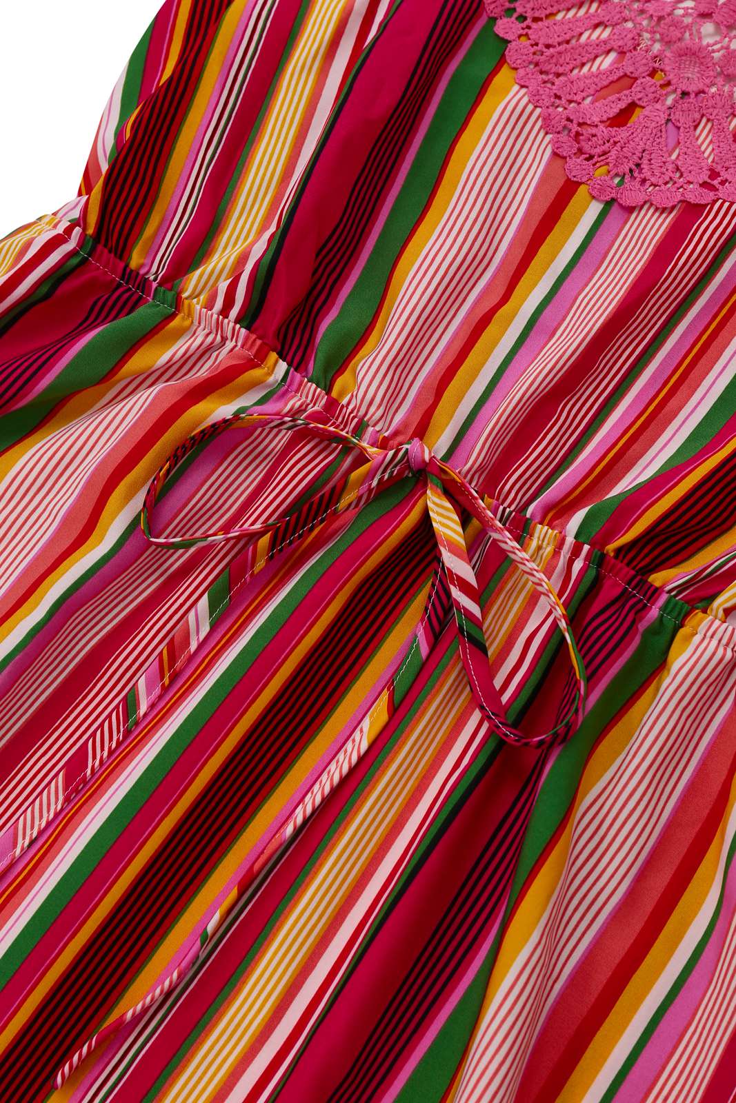 Multicolor 1970s Halter Rainbow Stripes Patchwork Dress - Image 3