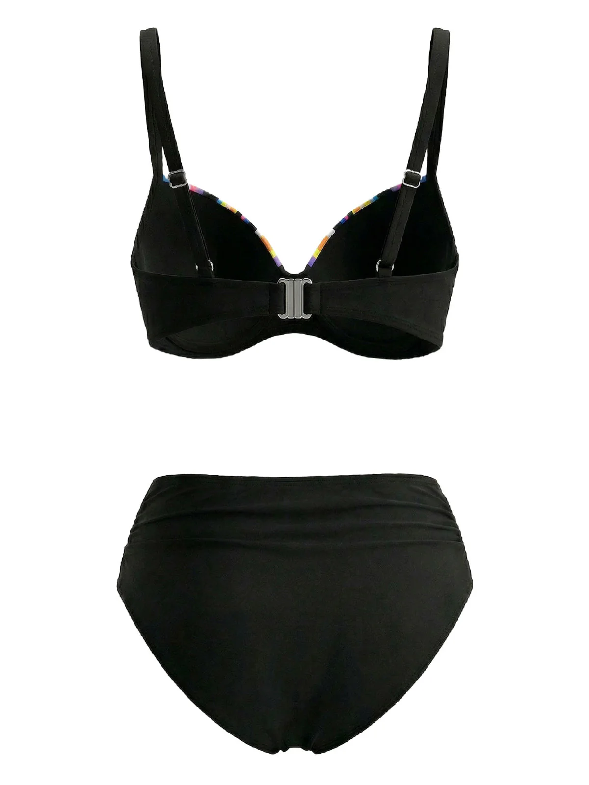 Multicolor 1970s Rainbow Striped Bikini Set - Image 3
