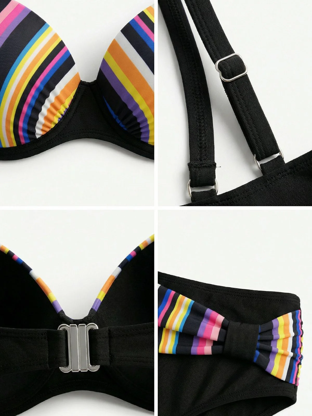 Multicolor 1970s Rainbow Striped Bikini Set - Image 5