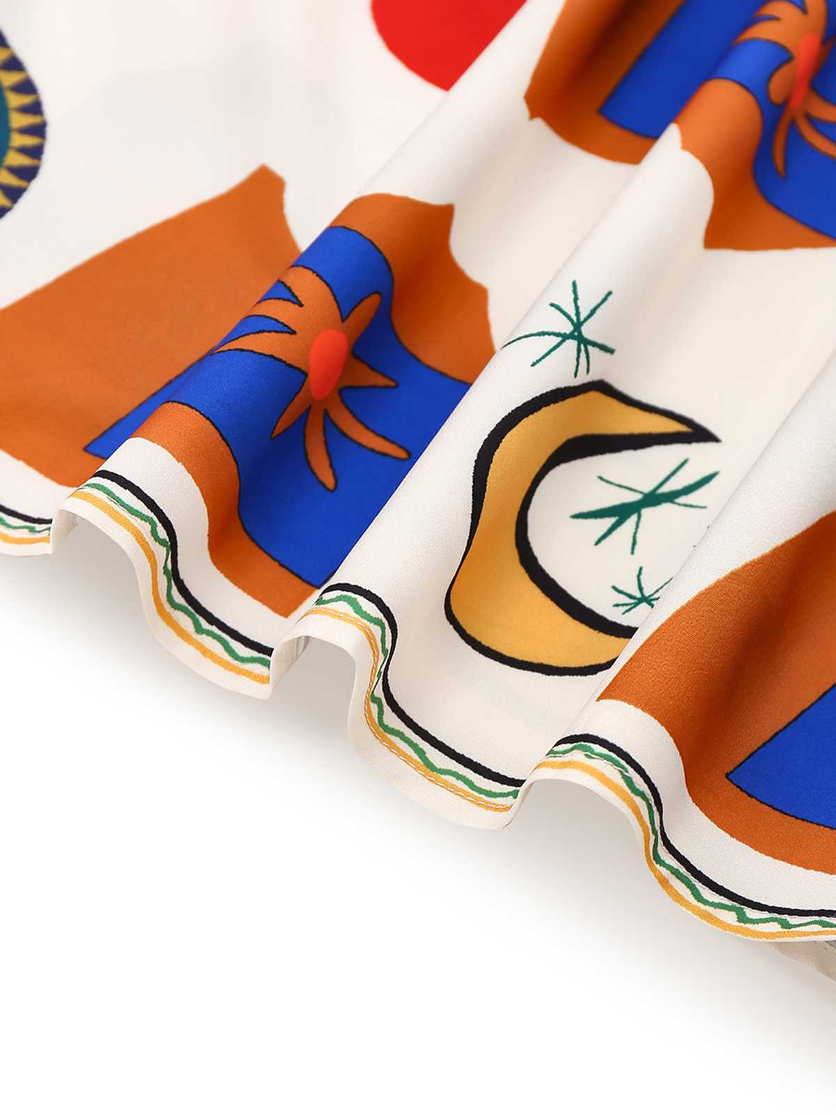 Multicolor 1970s Spaghetti Strap Graffiti Print Dress - Image 3
