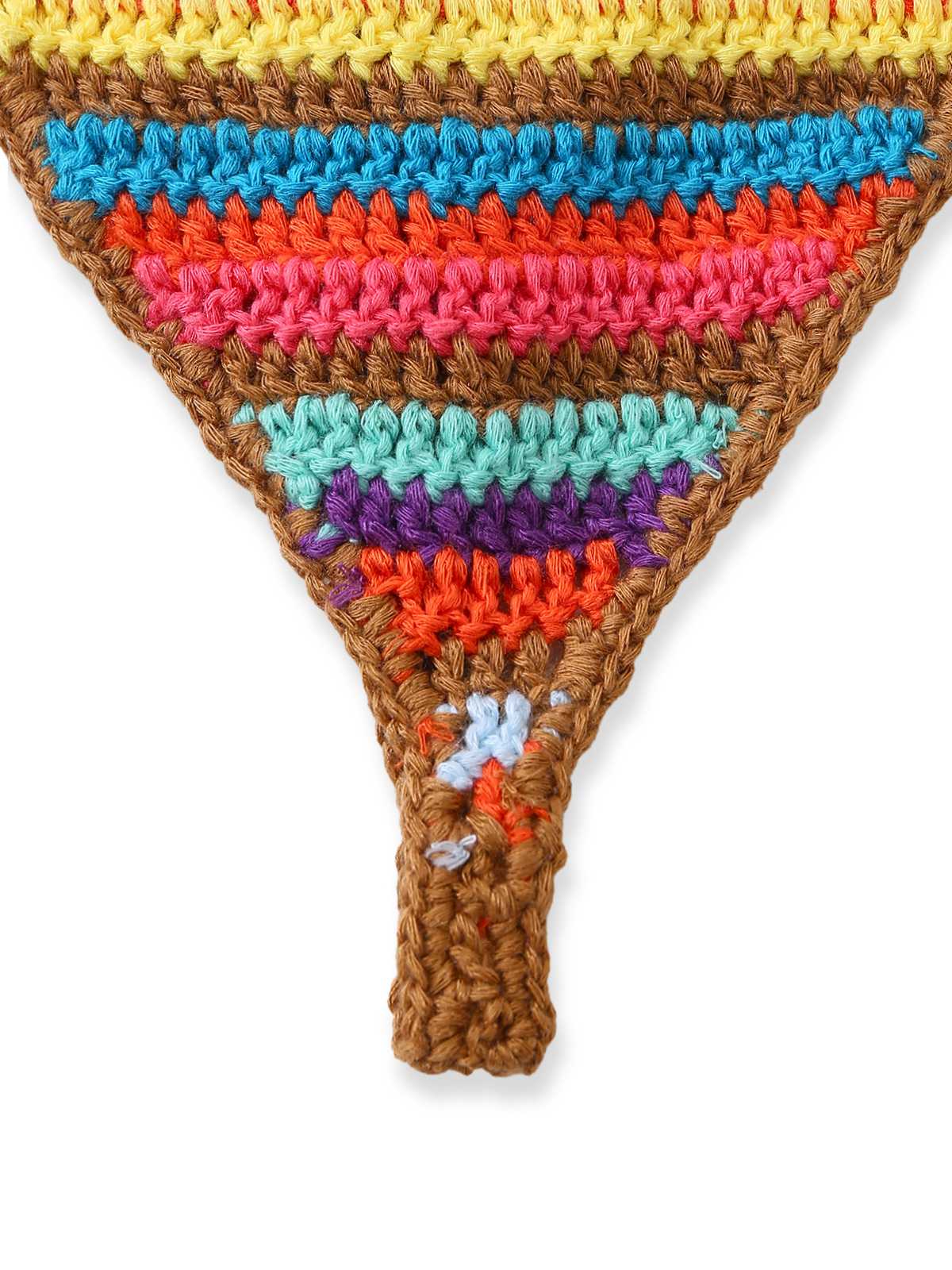 Multicolor 1970s Striped Tassel Crochet Halter Bikini Set - Image 6