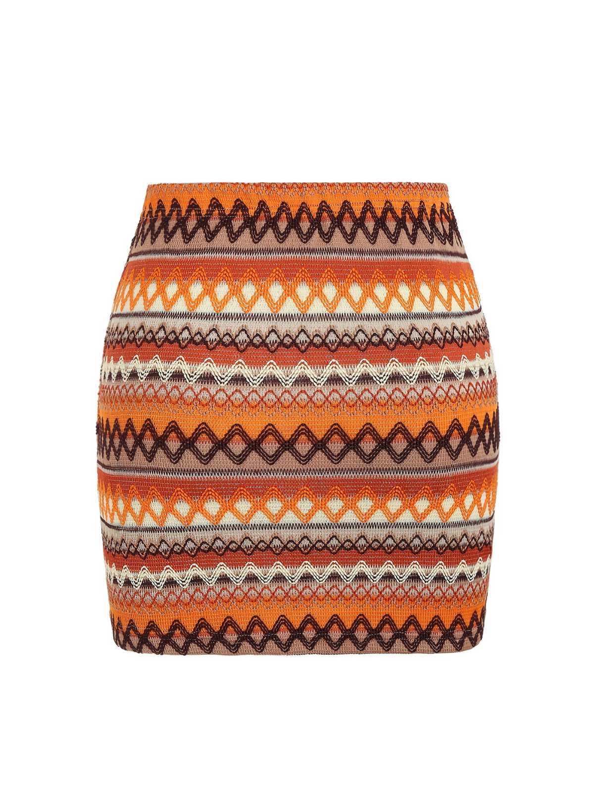 Multicolor 1970s Zigzag Knit Mini Skirt - Image 2