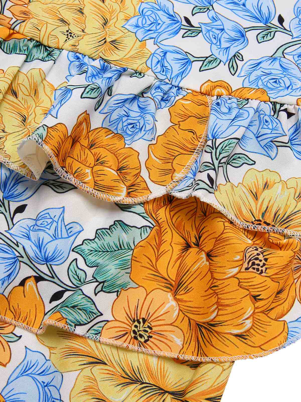 Multicolor 1980s Floral Layered Strap Dress - Image 4
