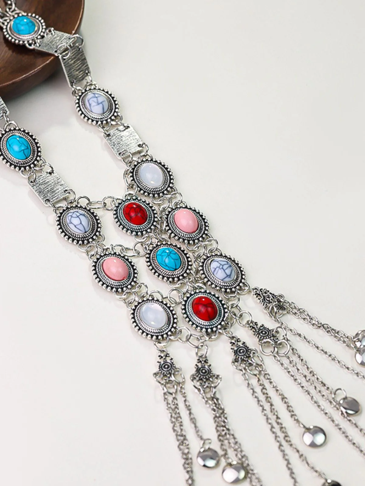 Multicolor Bohemian Tiered Tassel Fringe Necklace - Image 3