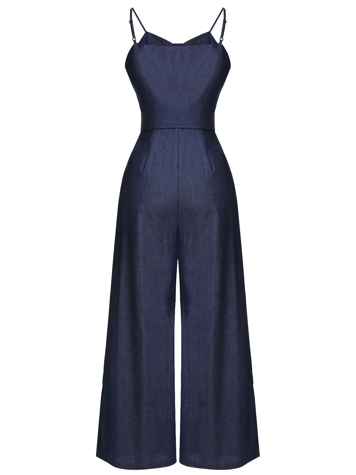 Navy Blue 1930s Cowboy Solid Strap Jumpsuit - Image 5