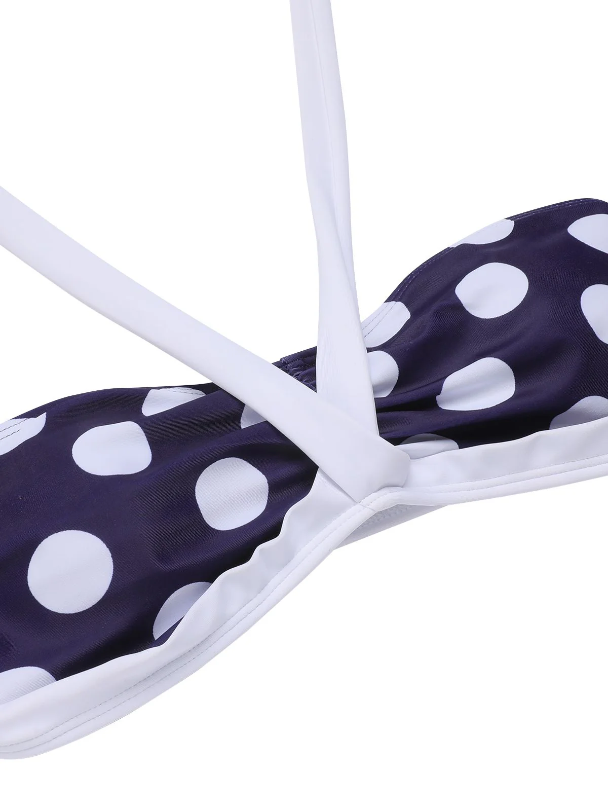 Navy Blue 1940s Polka Dot Halter Swimsuit - Image 5