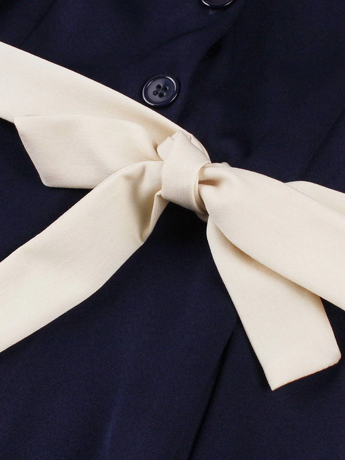 Navy Blue 1950s Nautical Square Neck Belted Dress - Image 5