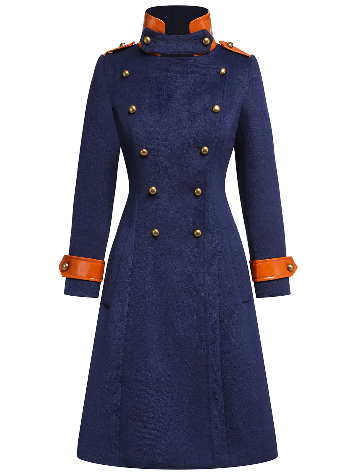 Navy Blue 1950s Patchwork Button Coat - Image 4