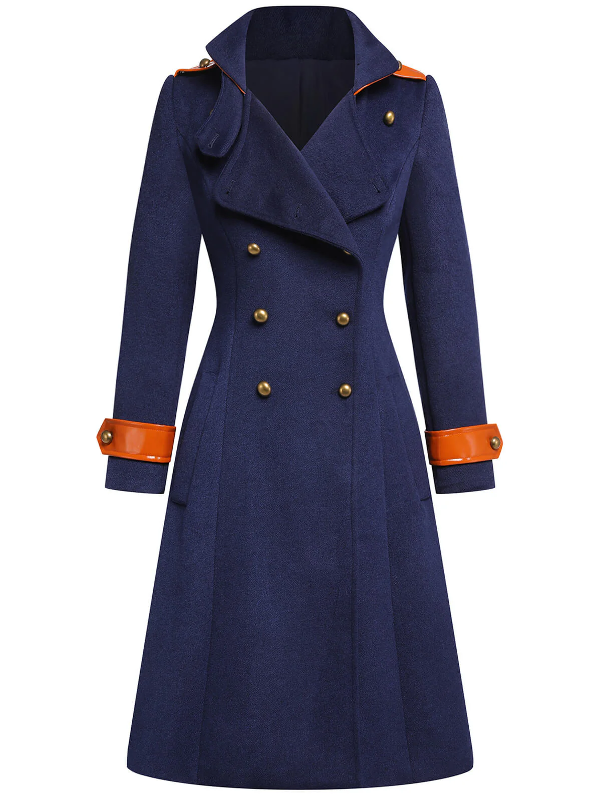 Navy Blue 1950s Patchwork Button Coat - Image 5