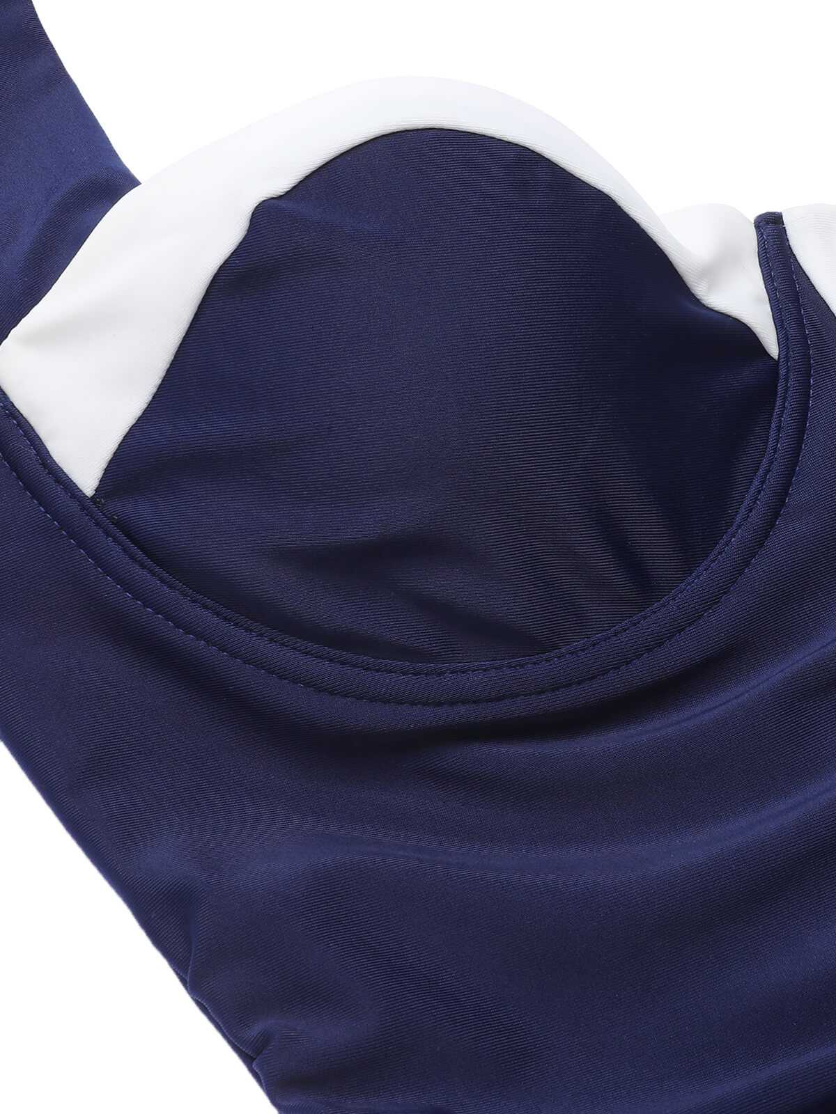 Navy Blue 1950s Pleated Halter Swimsuit - Image 5