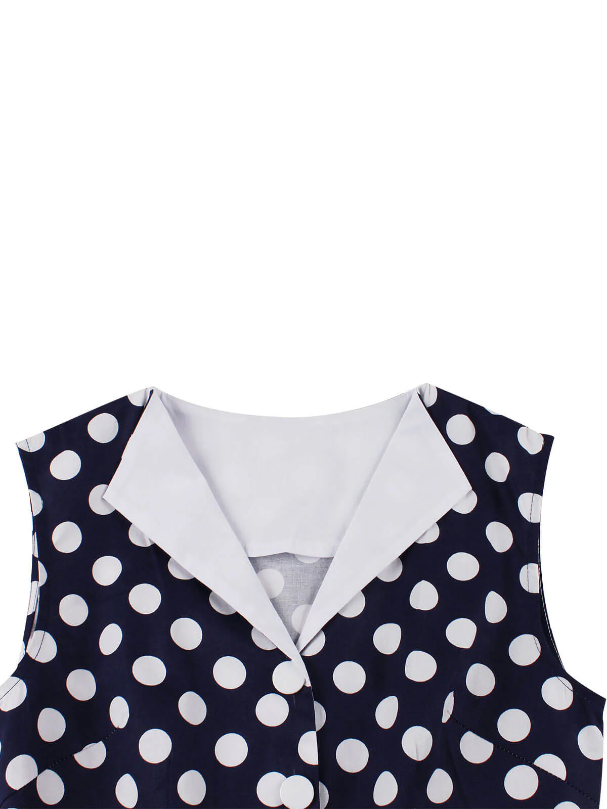 Navy Blue 1950s Polka Dots Lapel Dress - Image 2