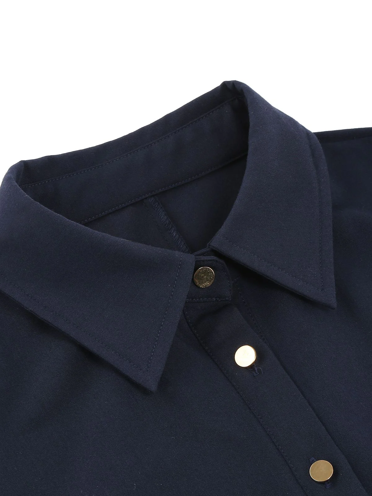 Navy Blue 1950s Solid Belt Swing Dress - Image 4