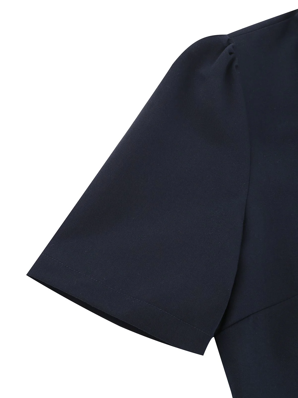 Navy Blue 1950s Solid Belt Swing Dress - Image 6