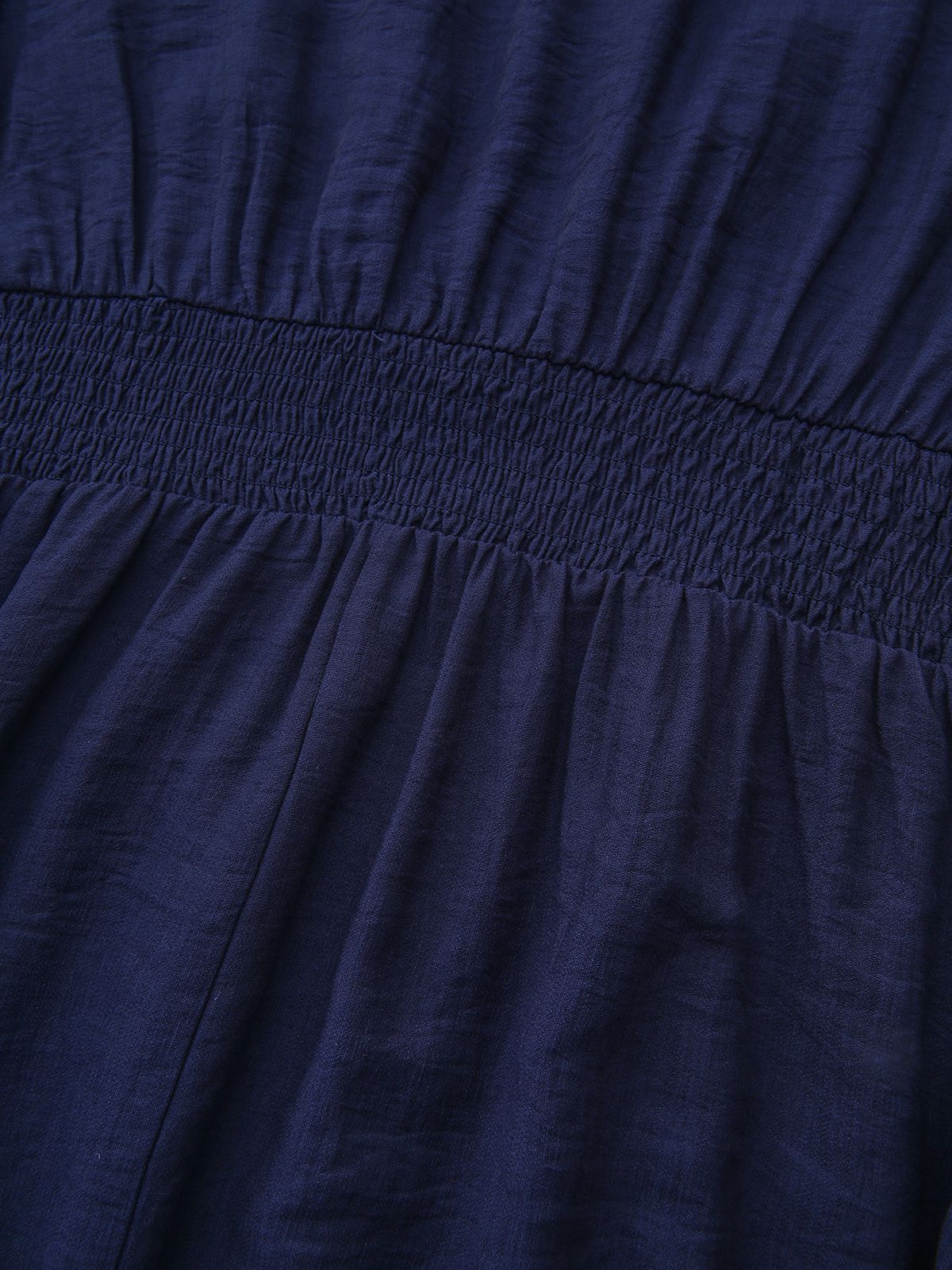 Navy Blue 1970s Floral Embroidered Maxi Dress - Image 5