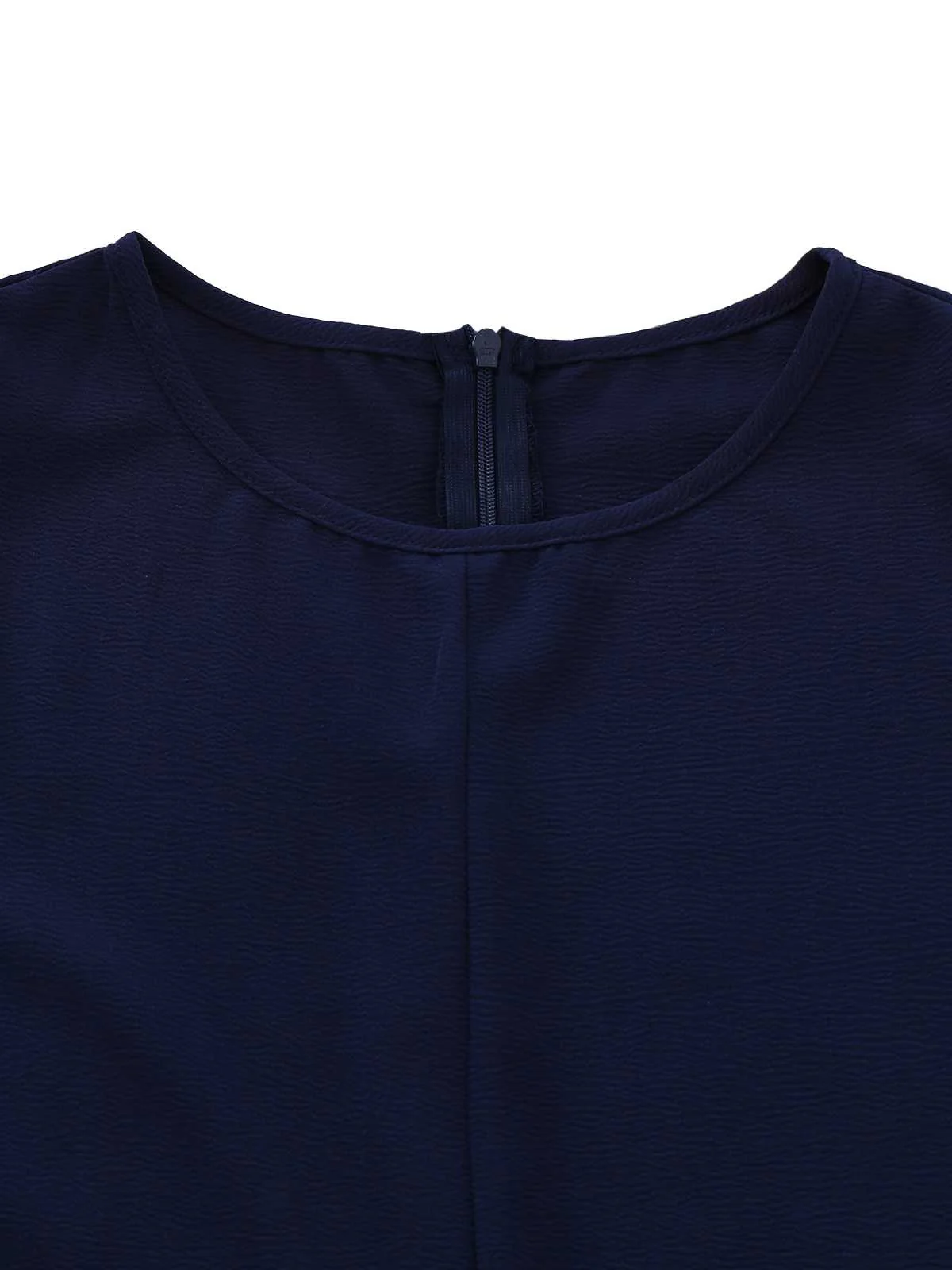 Navy Blue 1980s Belted Solid Romper - Image 4