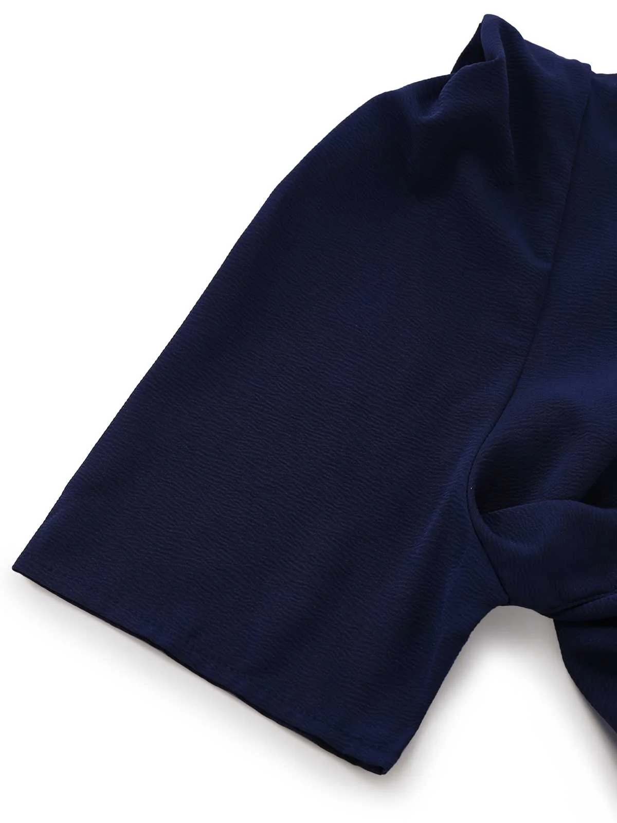 Navy Blue 1980s Belted Solid Romper - Image 5
