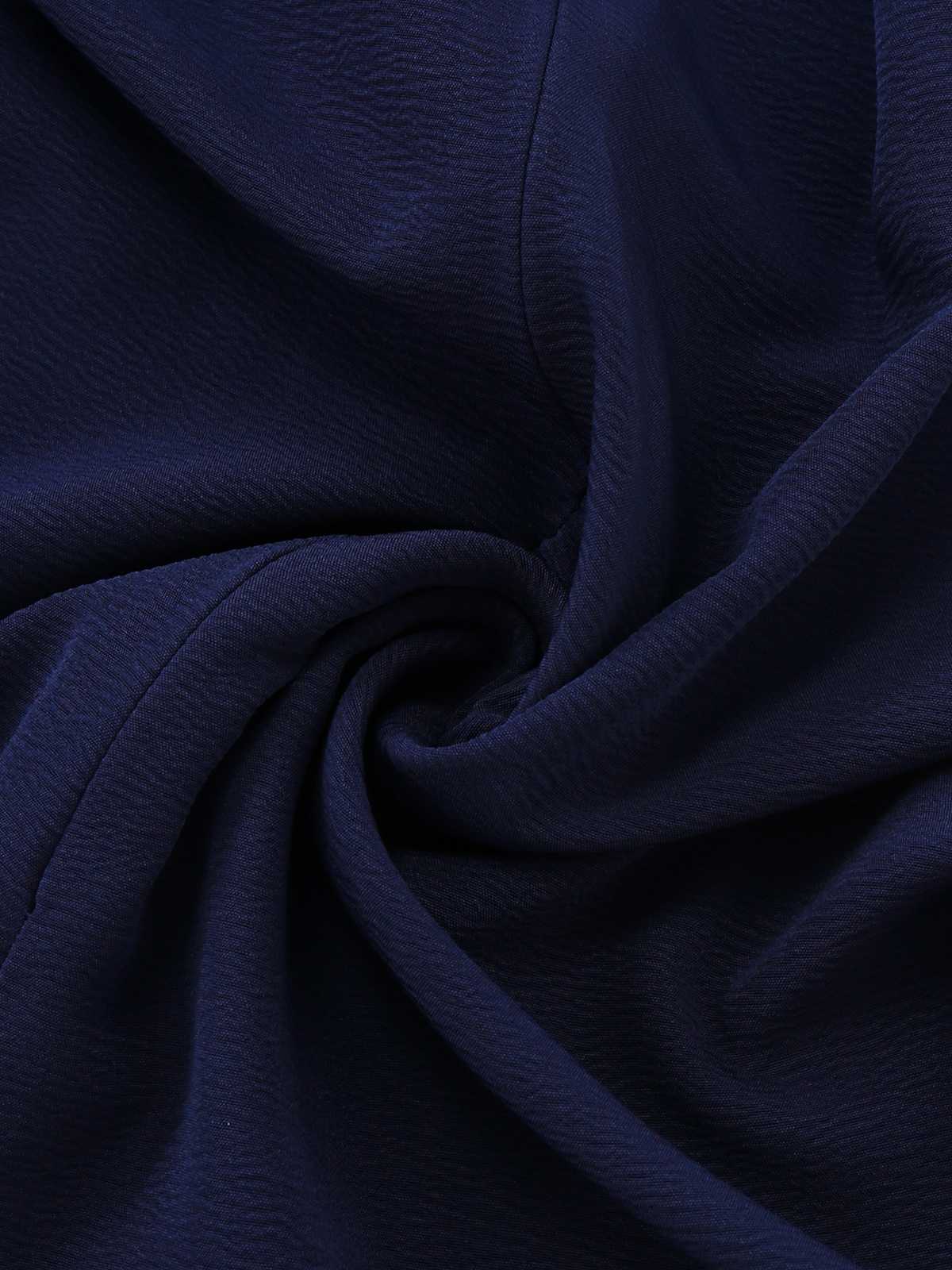 Navy Blue 1980s Belted Solid Romper - Image 7