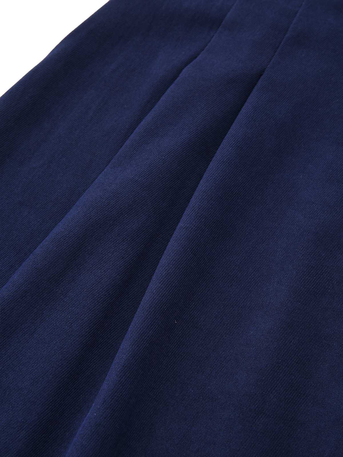 Navy Blue 1980s Ruffle Collar Heart Buttons Dress - Image 6