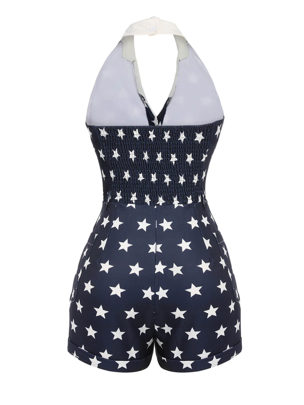 Navy Blue 1950s Stars Lapel Vintage Romper - Image 4
