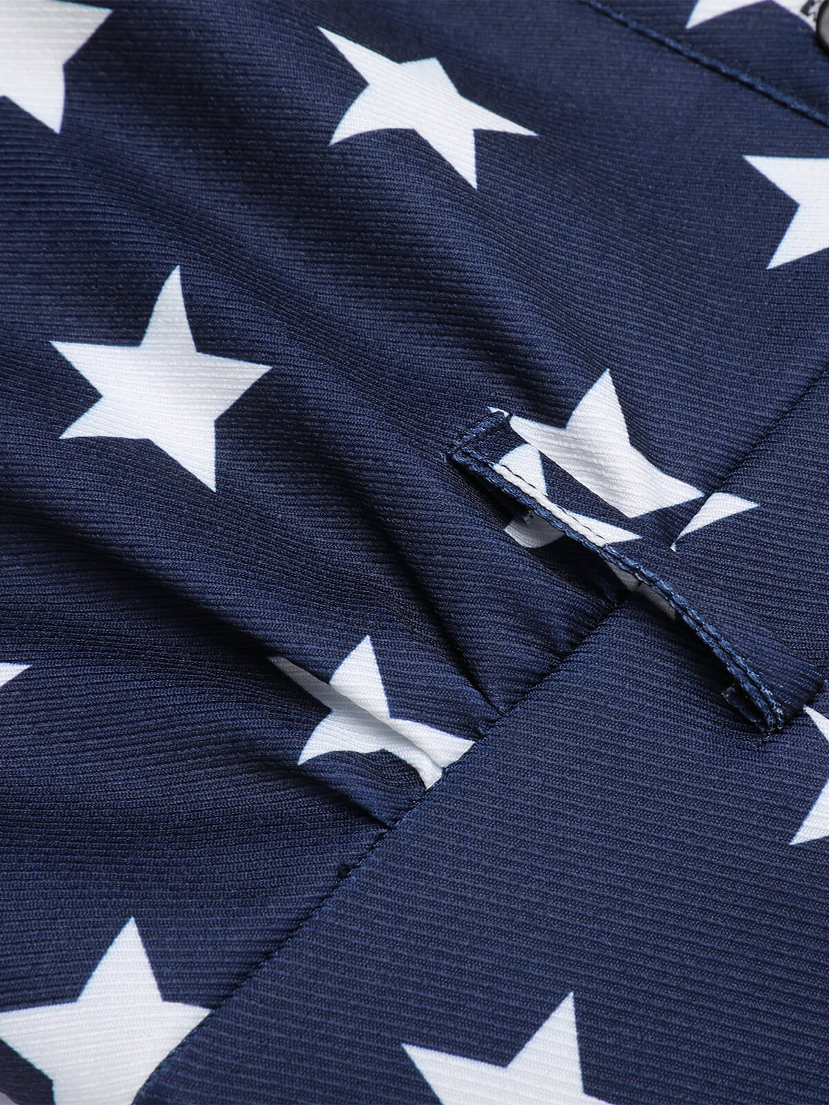 Navy Blue 1950s Stars Lapel Vintage Romper - Image 6