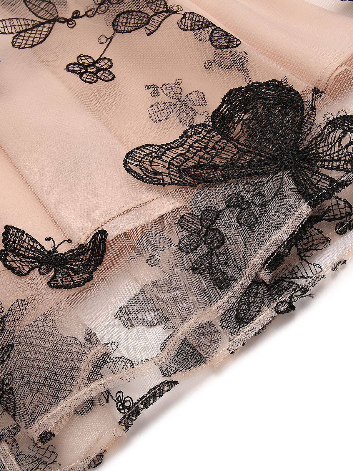 Nude 1950s Lace Butterfly Swing Vintage Dress - Image 9