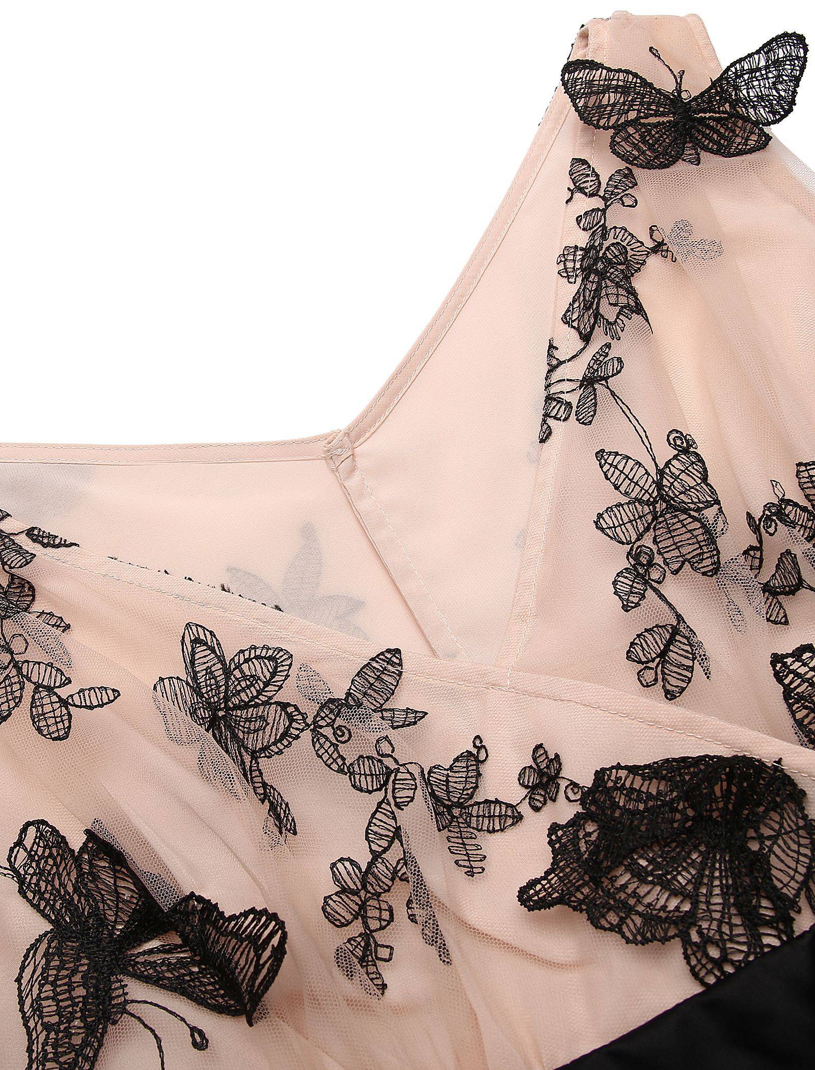 Nude 1950s Lace Butterfly Swing Vintage Dress - Image 6