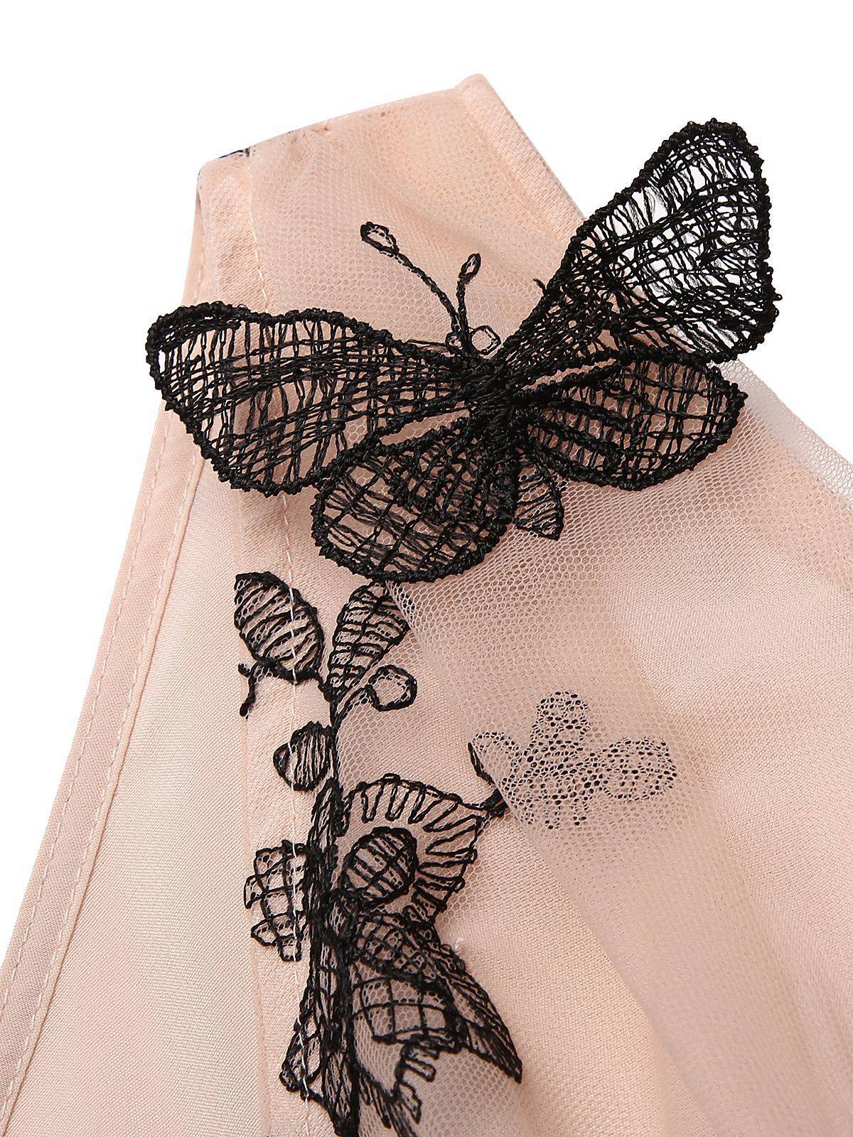 Nude 1950s Lace Butterfly Swing Vintage Dress - Image 7