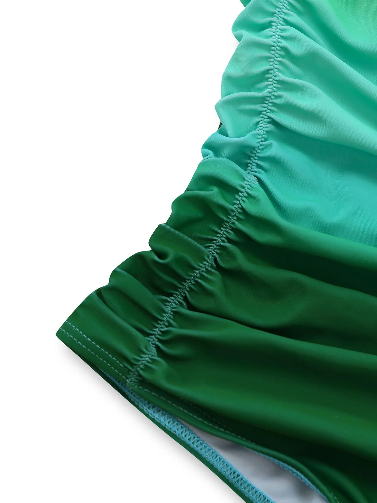 Ombre Green 1930s Ruched One-Piece Swimsuit - Image 5