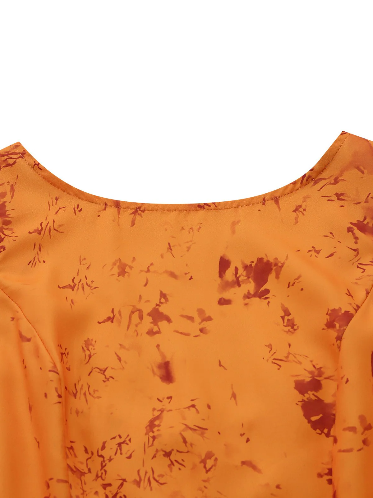 Orange 1930s Cotton Sleeveless Printed Fitted Dress - Image 4