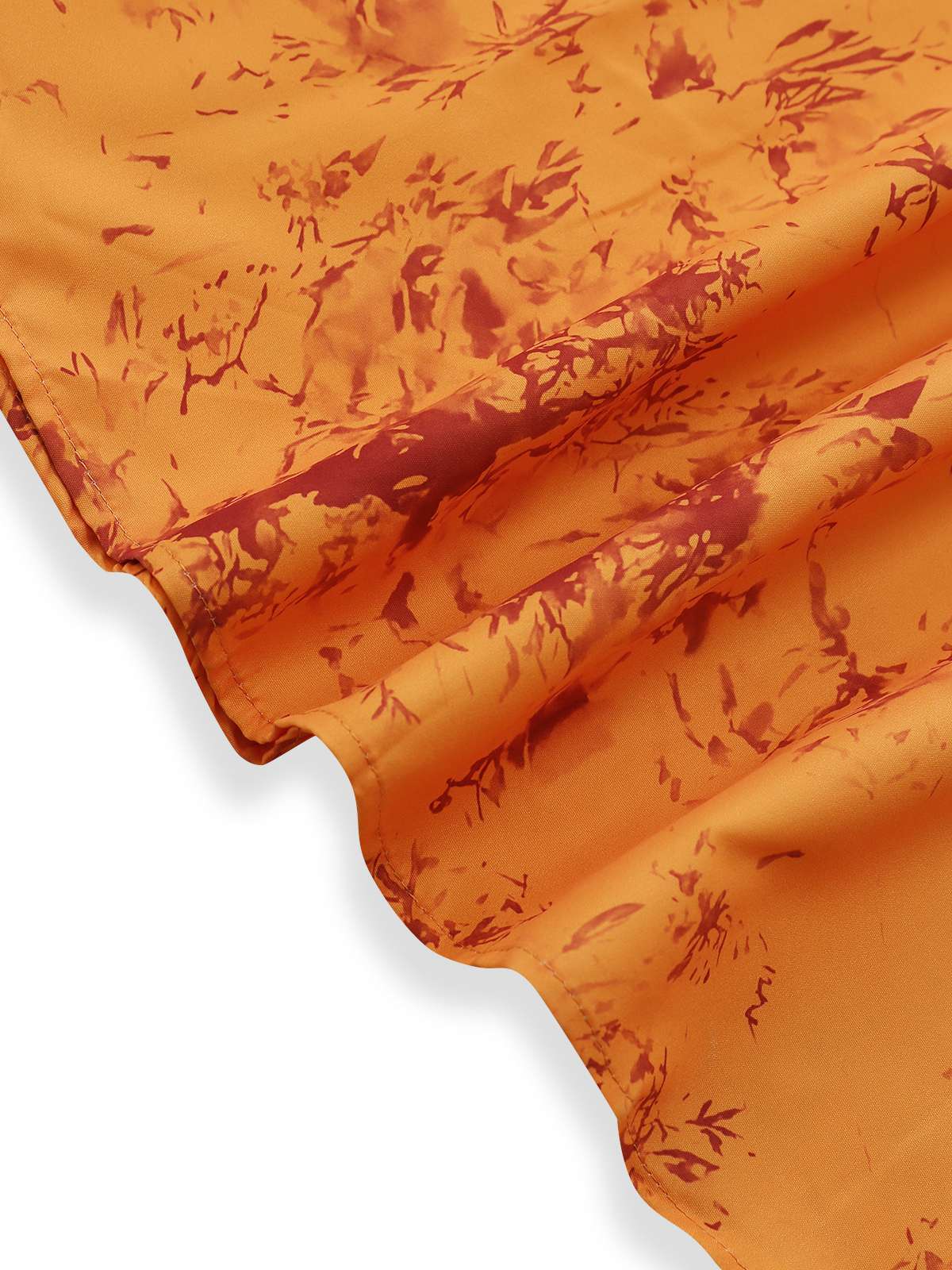 Orange 1930s Cotton Sleeveless Printed Fitted Dress - Image 6