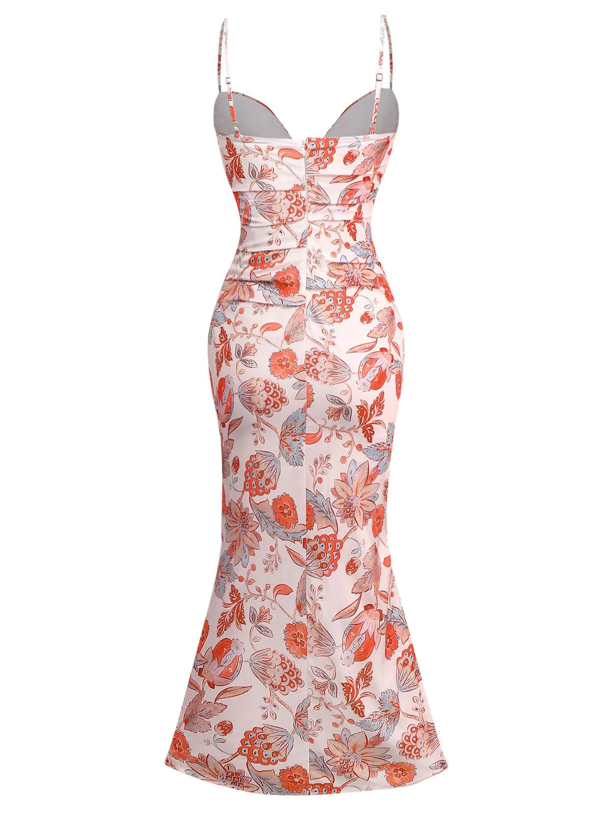 Orange 1930s Floral Strappy Maxi Dress - Image 2