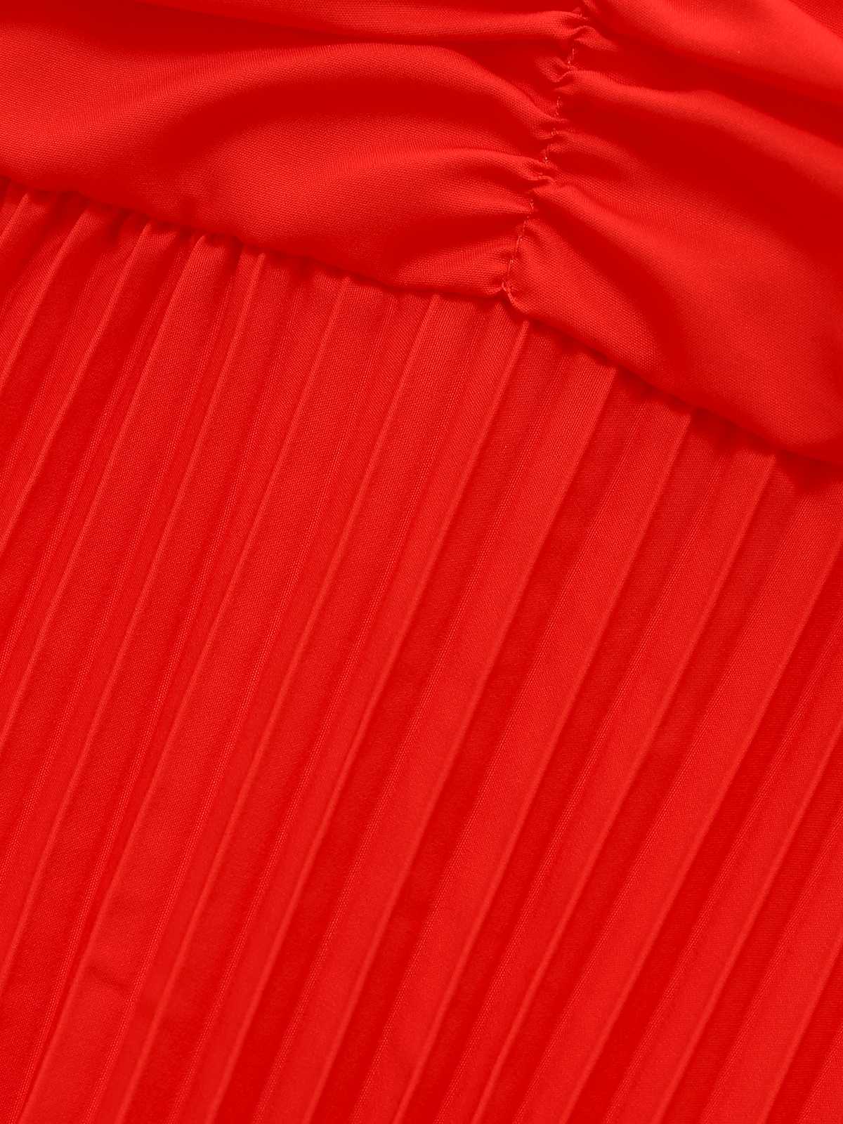 Orange 1930s Slip V-Neck Gradient Pleated Maxi Dress - Image 6