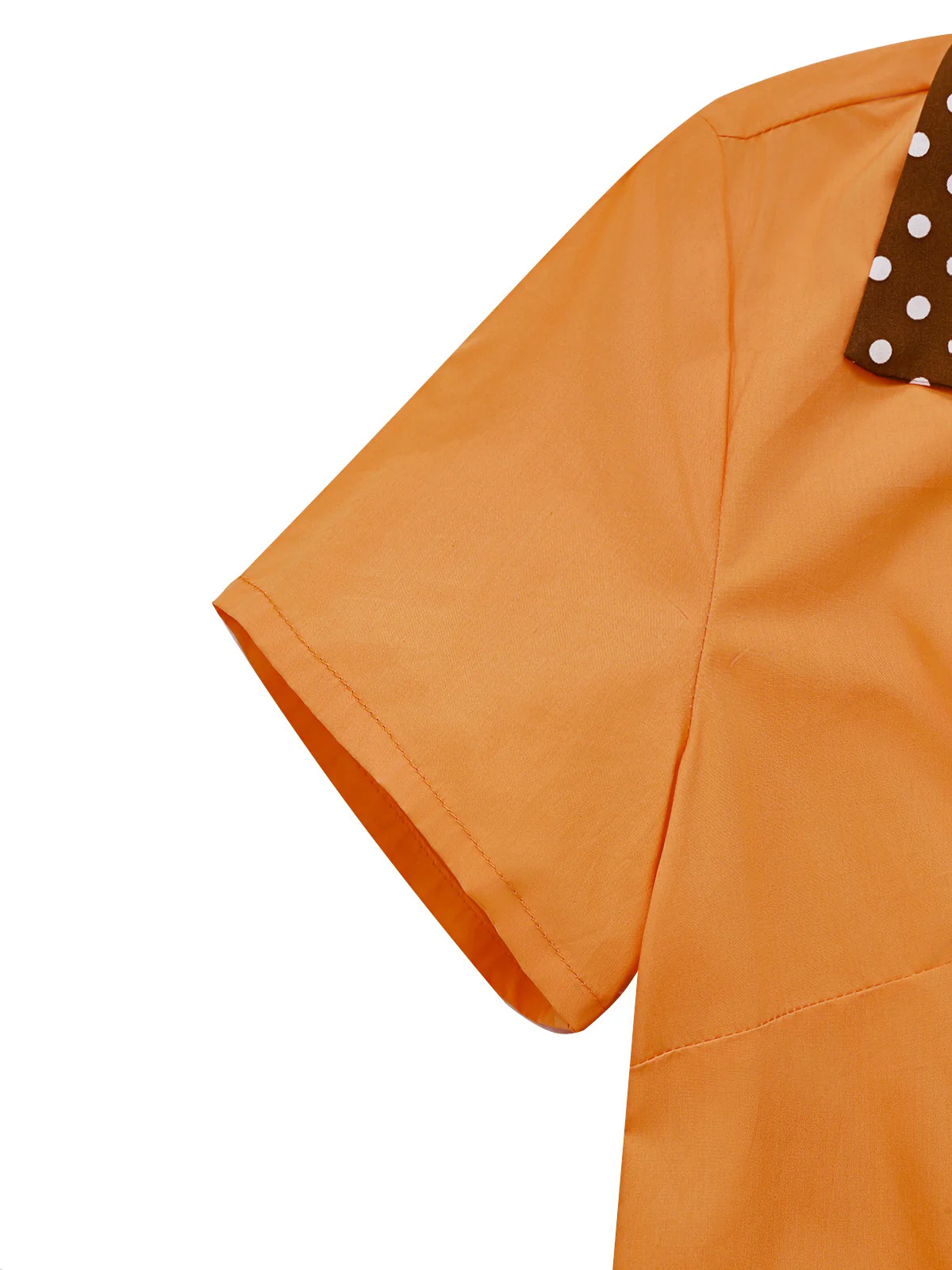 Orange 1940s Cotton Polka Dot Lapel Bow Dress - Image 8