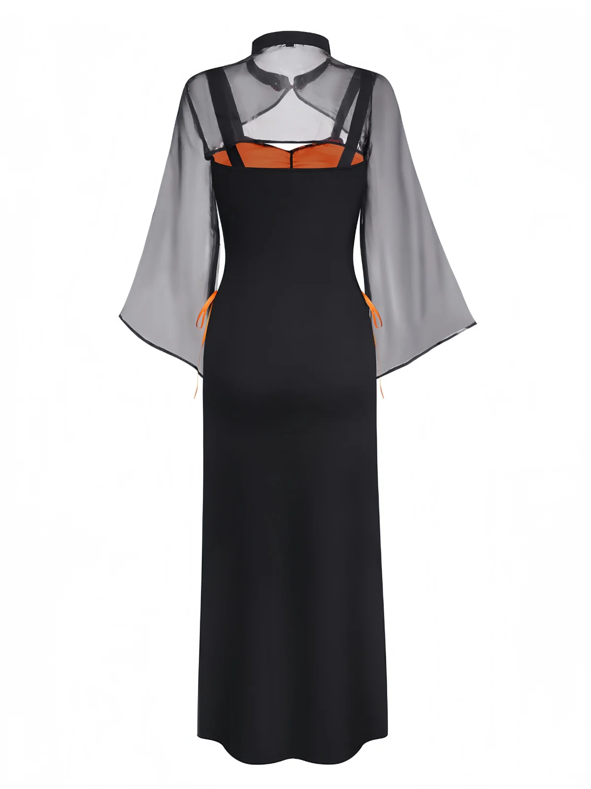 Orange 1940s Floral Lace Dress With Cape & Hat - Image 2
