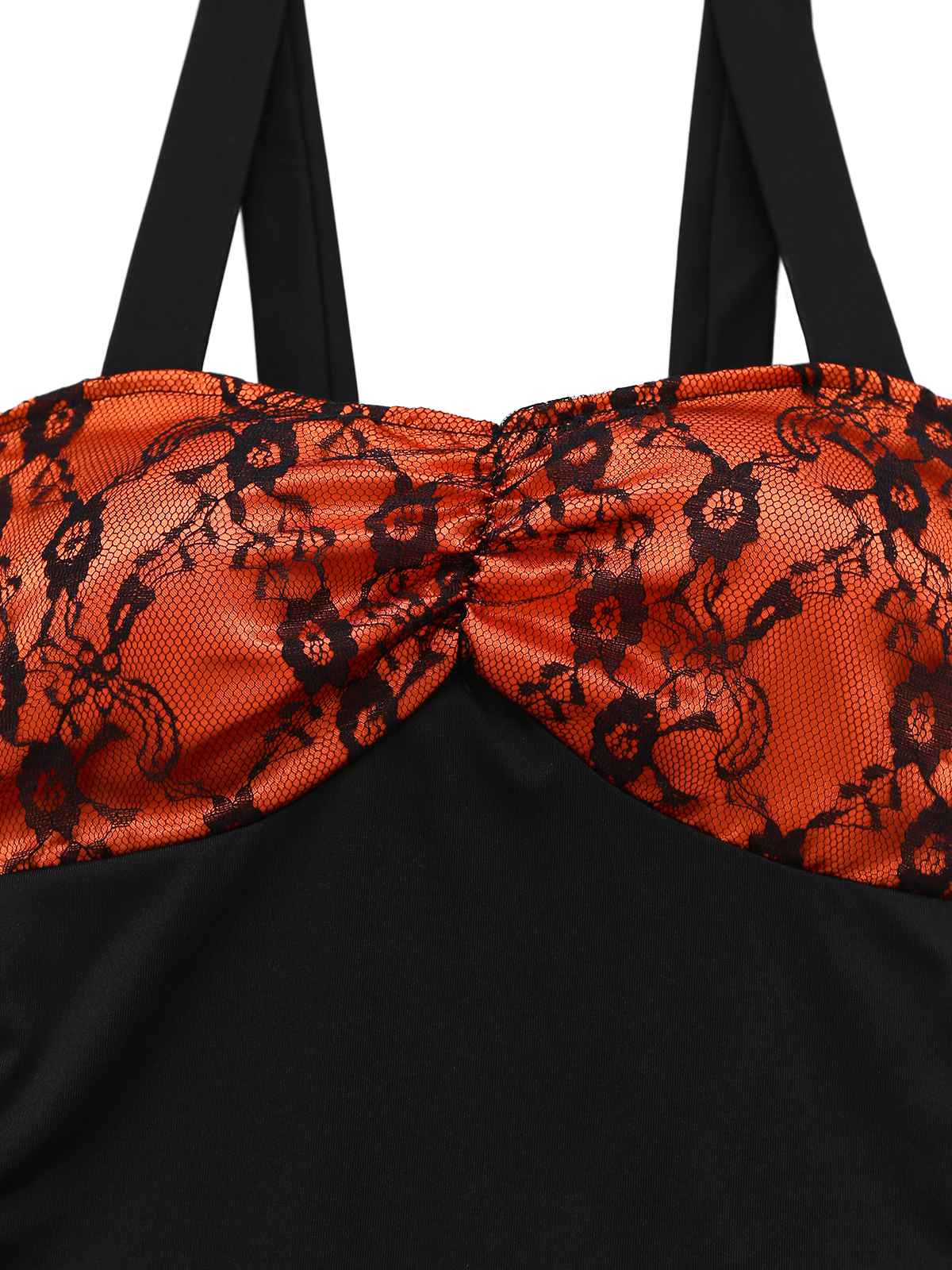 Orange 1940s Floral Lace Dress With Cape & Hat - Image 6