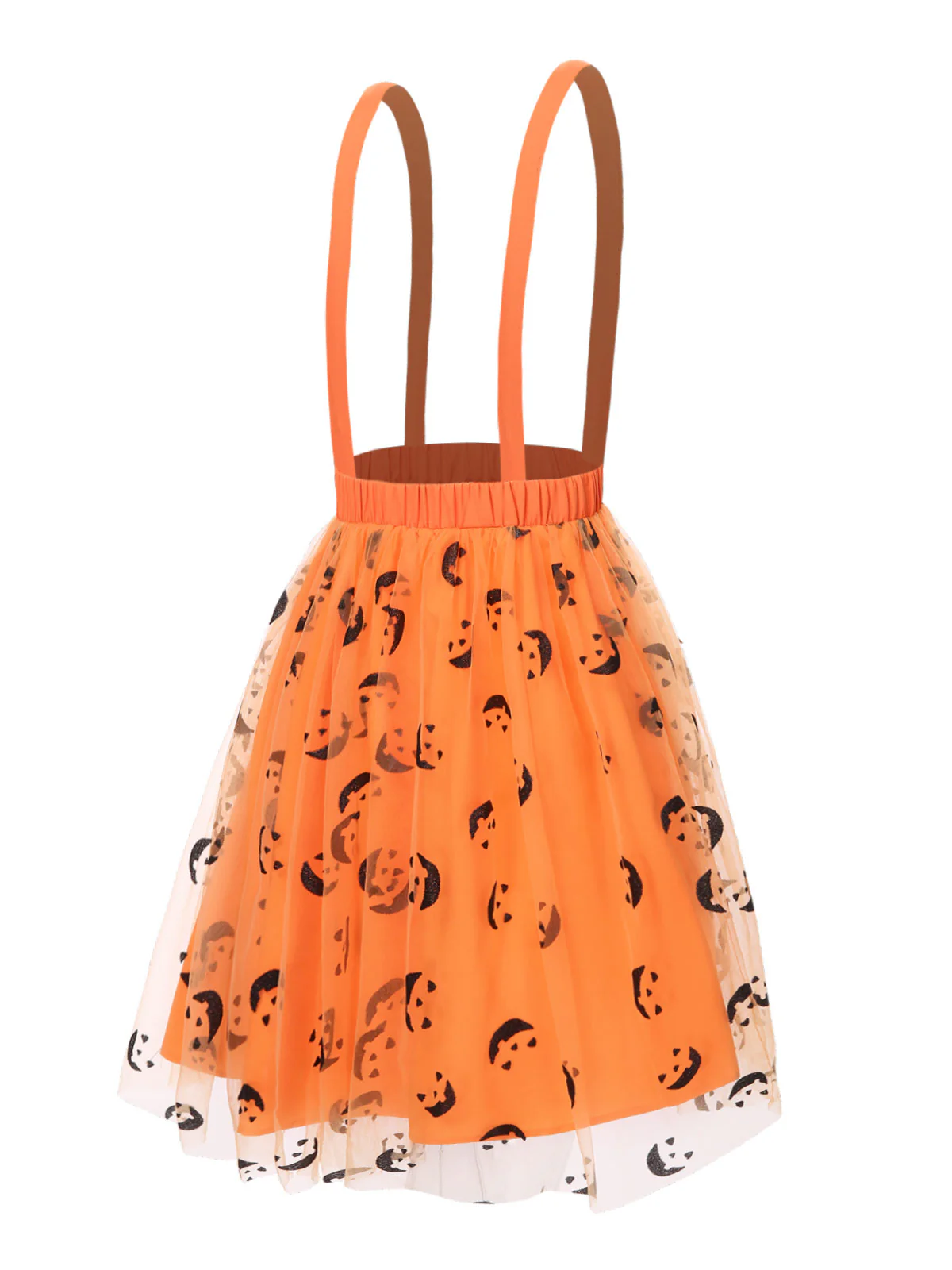 Orange 1940s Halloween Smiley Face Mesh Suspender Skirt - Image 3