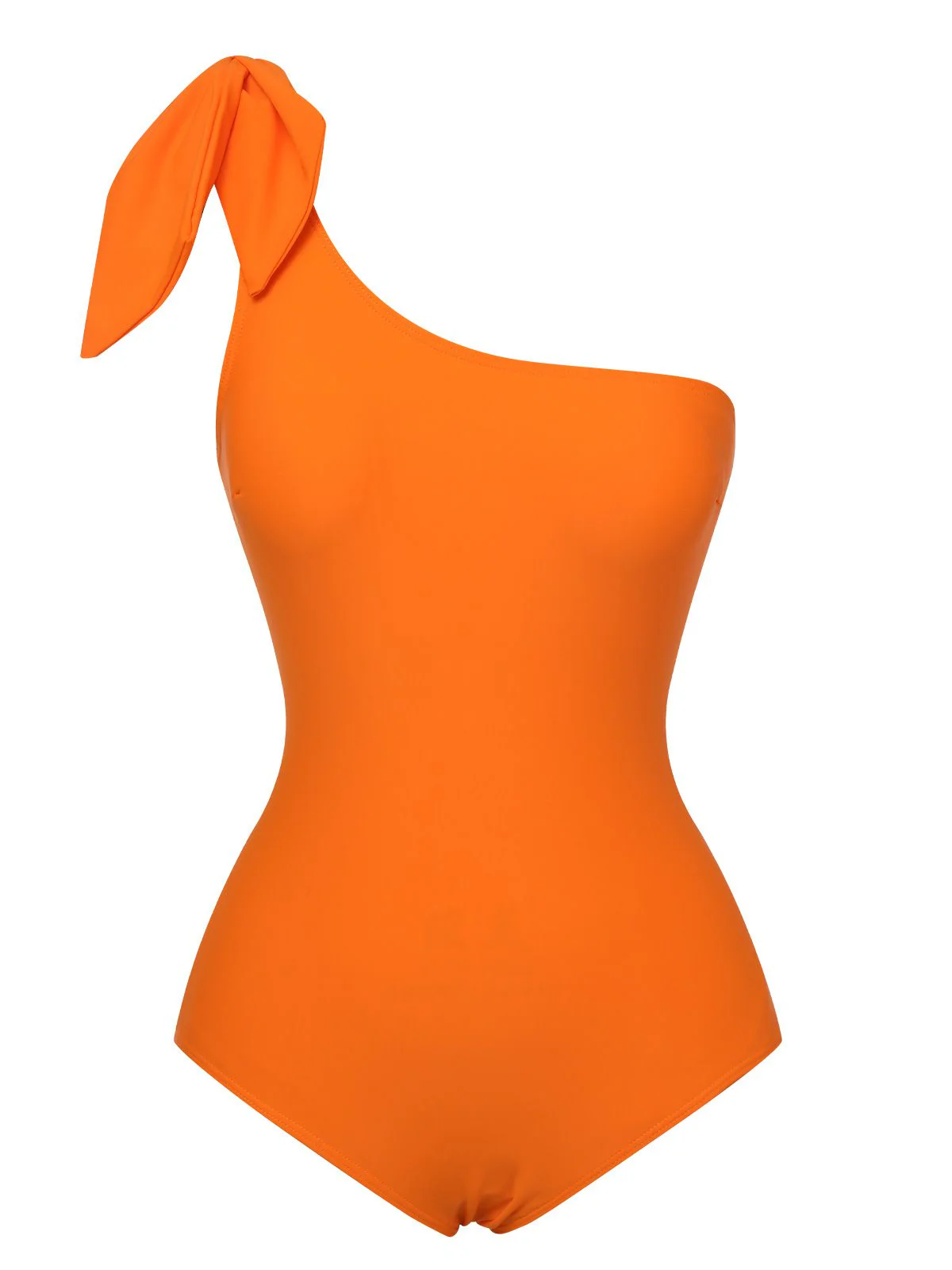 Orange 1940s Solid Swimsuit & High Low Cover-Up - Image 4