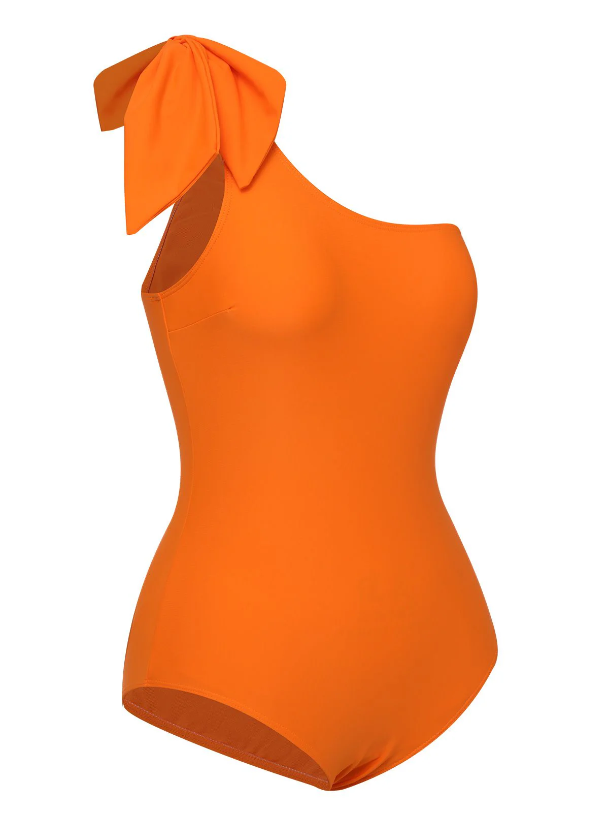 Orange 1940s Solid Swimsuit & High Low Cover-Up - Image 5