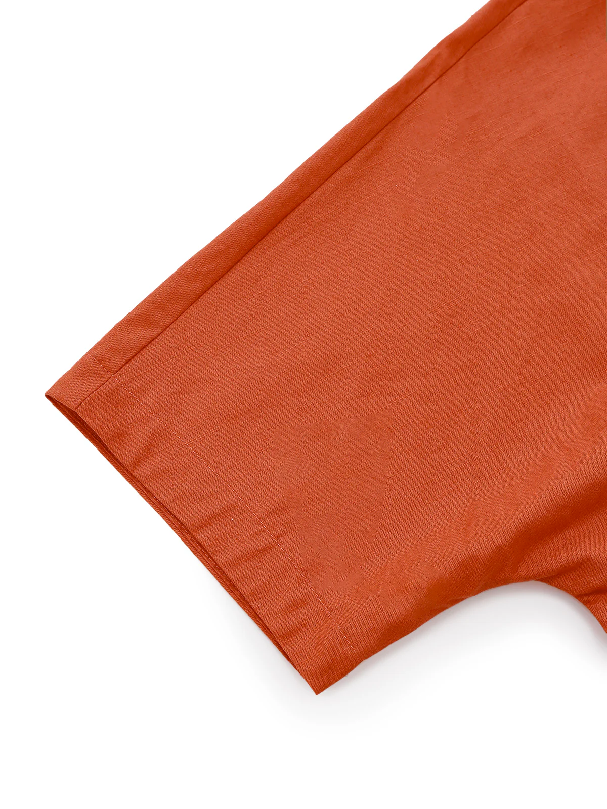 Orange 1940s V-Neck Brooch Button Solid Dress - Image 5