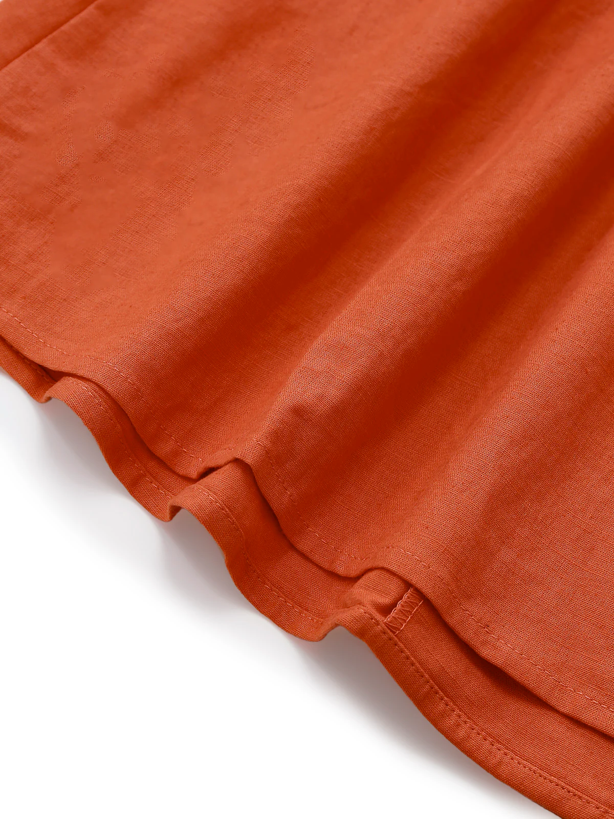 Orange 1940s V-Neck Brooch Button Solid Dress - Image 6
