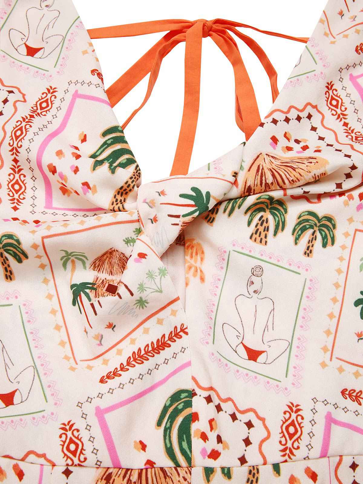 Orange 1950s Beach Stamps Twisted Jumpsuit - Image 5