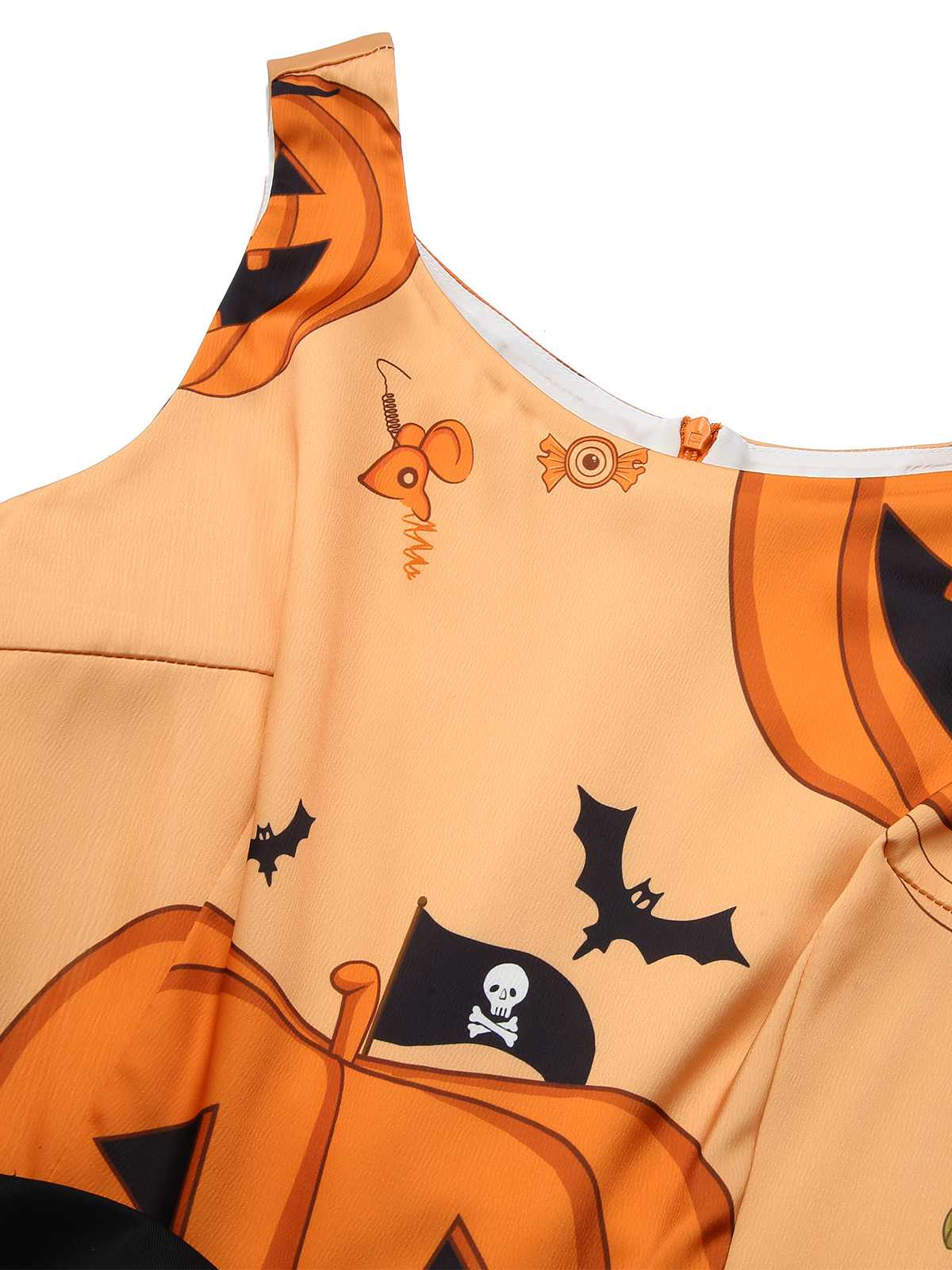 Orange 1950s Halloween Sleeveless Beading Dress - Image 5