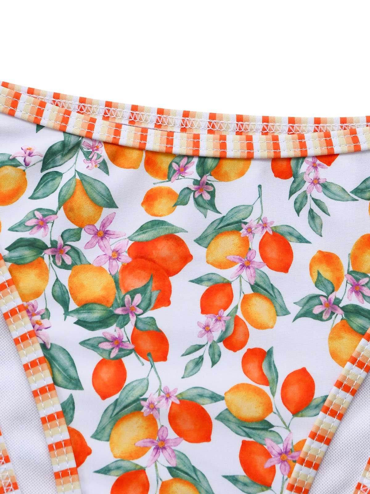 Orange 1950s Lemon Print Halter Tankini Set - Image 5