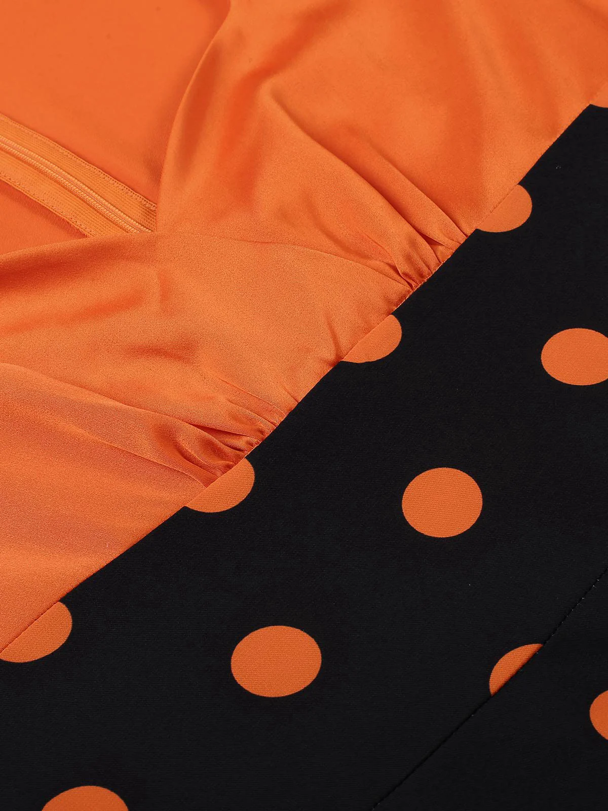 Orange 1950s Pumpkin Face Sweetheart Neck Dress - Image 6