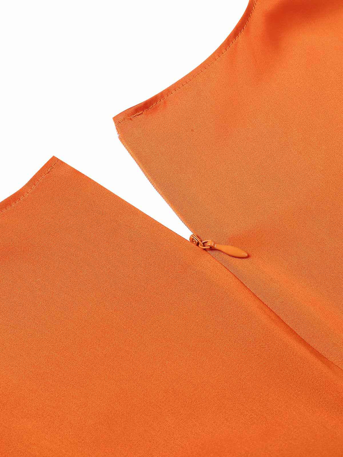 Orange 1950s Pumpkin Face Sweetheart Neck Dress - Image 7